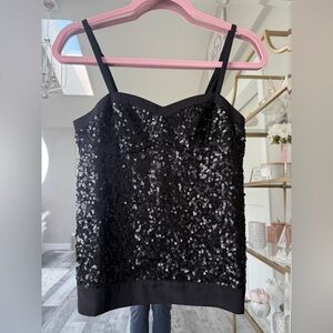 American Eagle Black Sequin Tank Top – XS – Side Zip Party Cami